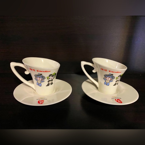 2008 Beijing Olympic collectible cups with plates - Picture 1 of 6
